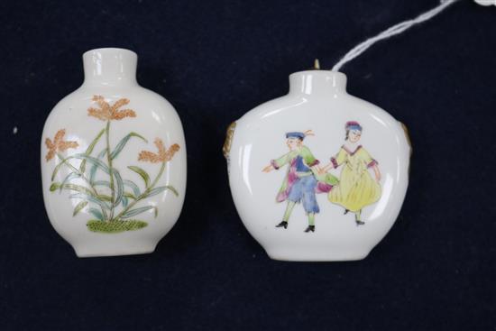 Two Chinese porcelain snuff bottles